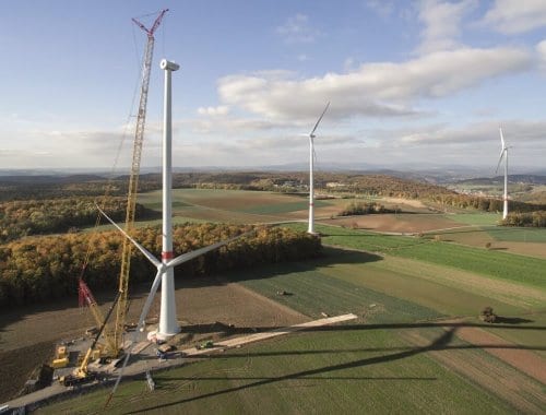 Bau der Windkraftanlage in Ramsthal 2015